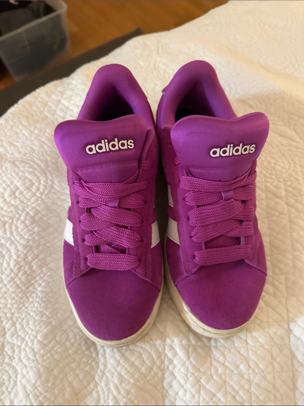 adidas Women’s Bright Purple Suede Lace-Up Sneakers